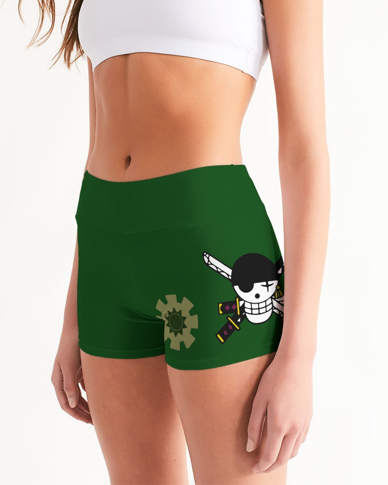 3 sword pirate yoga shorts (women's) Women's All-Over Print Mid-Rise Yoga Shorts