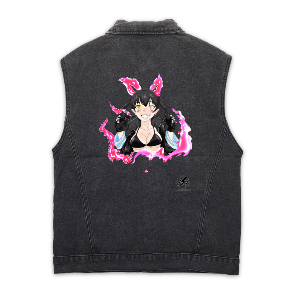 Tamaki Jacket Unisex Vintage Sleeveless Denim Waistcoat DTG