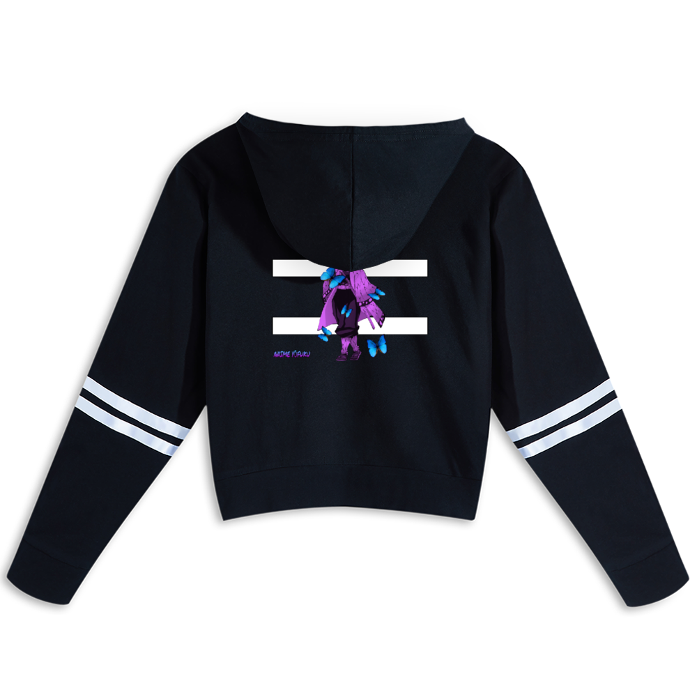 Butterfly hashira Women's Long Sleeve Black Crop Hoodie