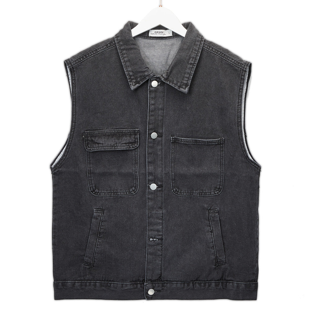 Tamaki Jacket Unisex Vintage Sleeveless Denim Waistcoat DTG