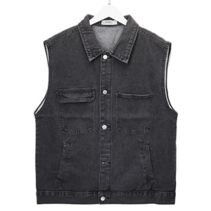 Tamaki Jacket Unisex Vintage Sleeveless Denim Waistcoat DTG