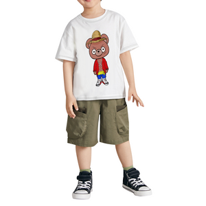 Weeb bear Luffy Kid's Short Sleeve